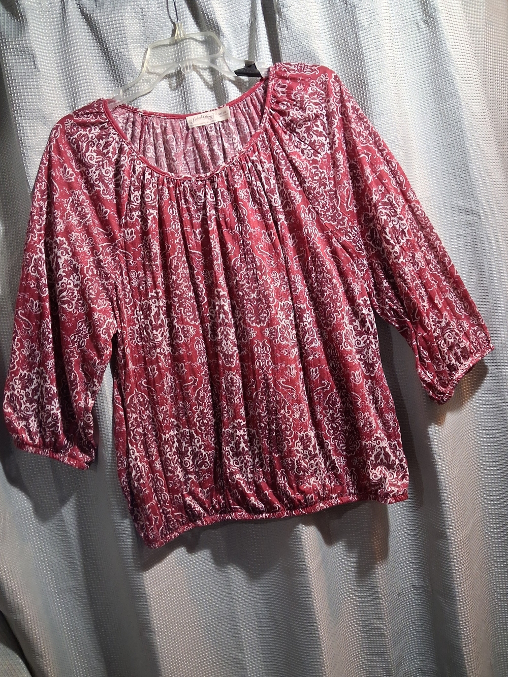 Faded Glory Red Floral Peasant Blouse
